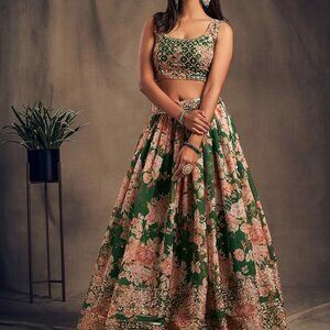 Women's Floral Embroidered & Sequined Navratri Garba Lehenga Choli Traditional